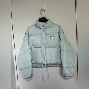 Prada women’s sky blue bomber jacket